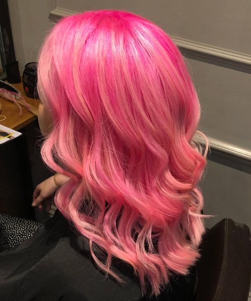 Vivid pink creative hair colour by the colour specialists at Anthony Laban Home, Wandsworth hairdresser