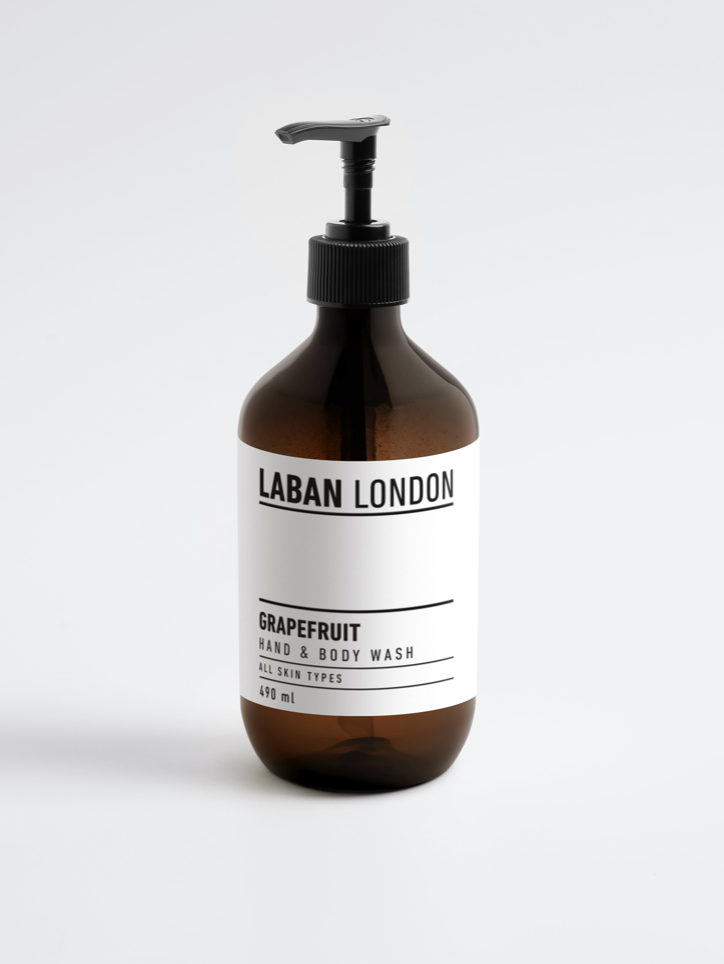Laban London grapefruit hand and body wash, 490ml amber bottle