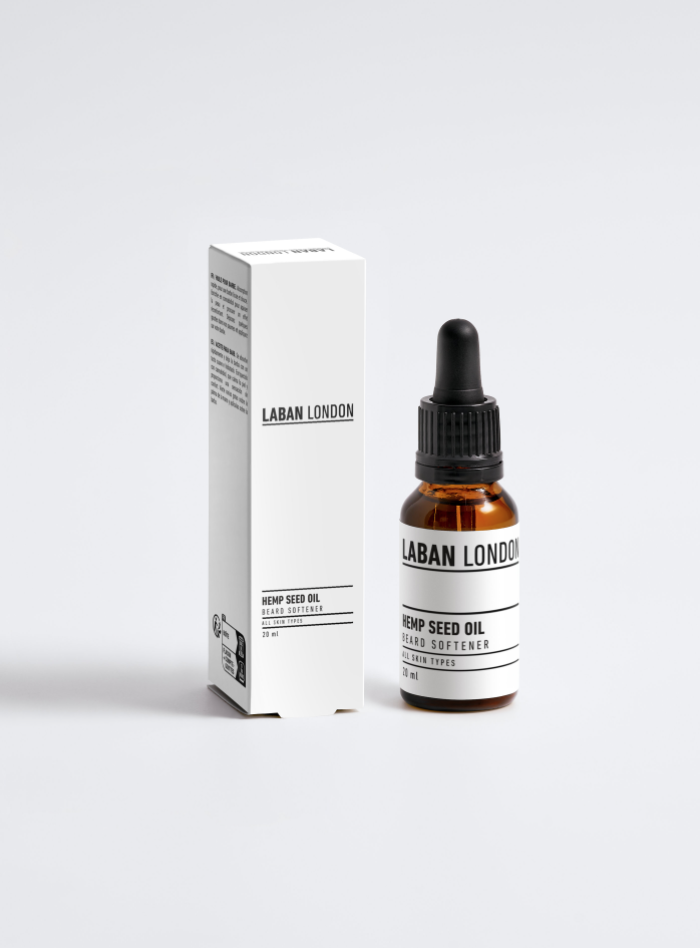 Laban London hemp seed beard oil 20ml dropper bottle with box, from the Labanlondonbarbers range